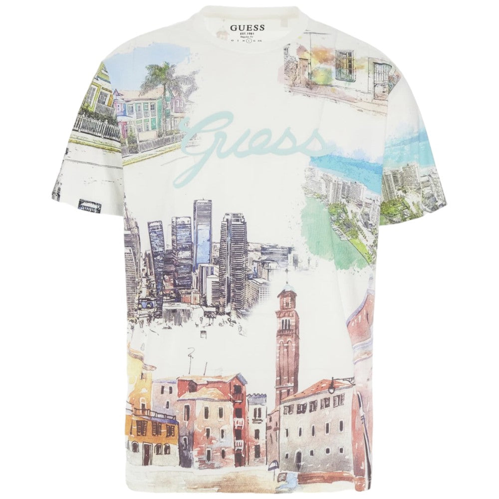 Guess t-shirt bianca con stampa Riviera M4GI54 K9RM1 - Prodotti di Classe