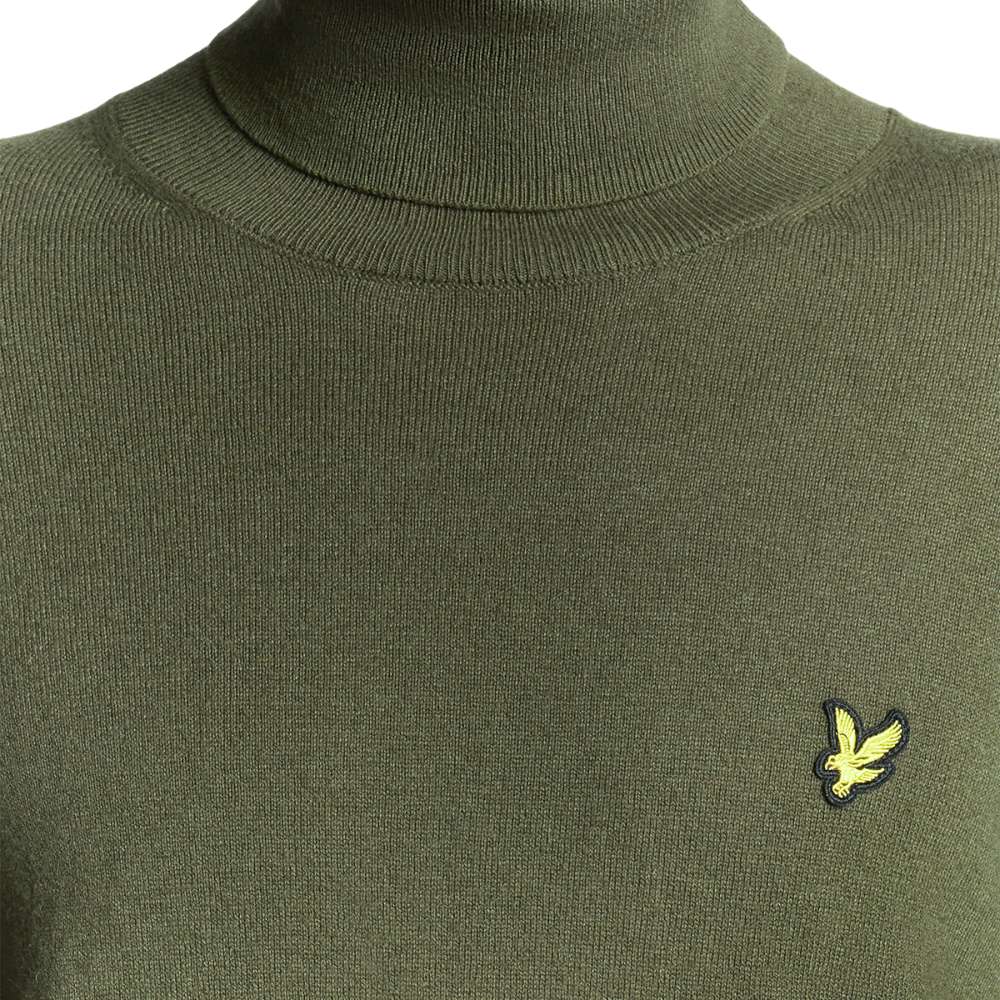 Lyle & Scott maglione collo alto verde in merino KN2103VC Maglieria Lyle & Scott