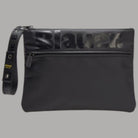 Pochette uomo Blauer in nylon cerato nera con logo trasparente e tracolla regolabile