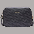 Borsa a tracolla Liu Jo con logo monogram nero con dettagli oro e tracolla regolabile