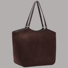 Borsa a spalla Liu Jo tote grande effetto scamosciato marrone con dettagli in pelle