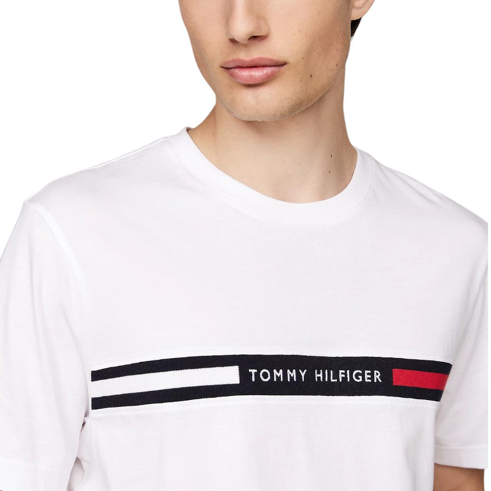 Tommy Hilfiger t-shirt bianca logo con banda MW0MW36498YBR T-shirt Tommy Hilfiger