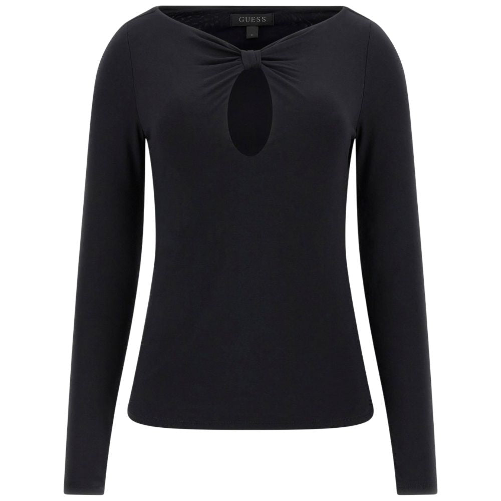 Guess maglia nera in modal con scollo goccia W5YP33KACM2JBLK Guess