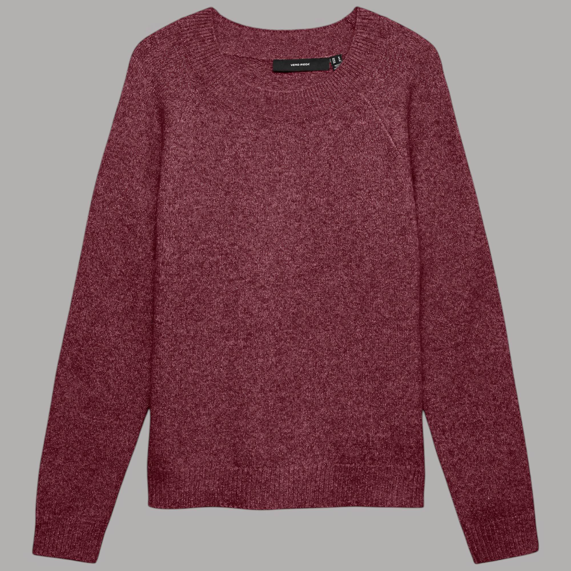 Vero Moda pullover paricollo donna bordeaux con texture melange, dettaglio cuciture