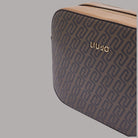 Borsa a tracolla Liu Jo con logo monogram marrone e crosta lucida