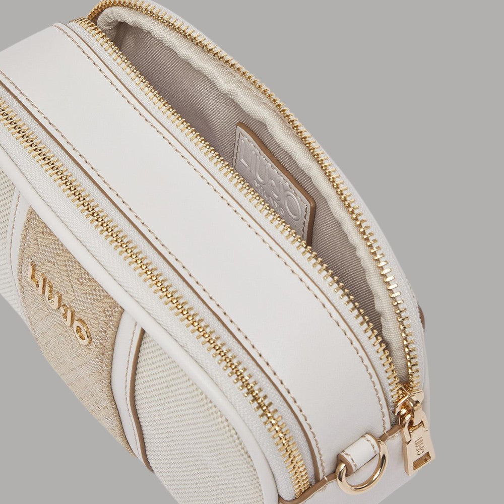 Liu Jo borsa a tracolla piccola AA6100T388A in bianco con dettagli oro, zip e tasche frontali