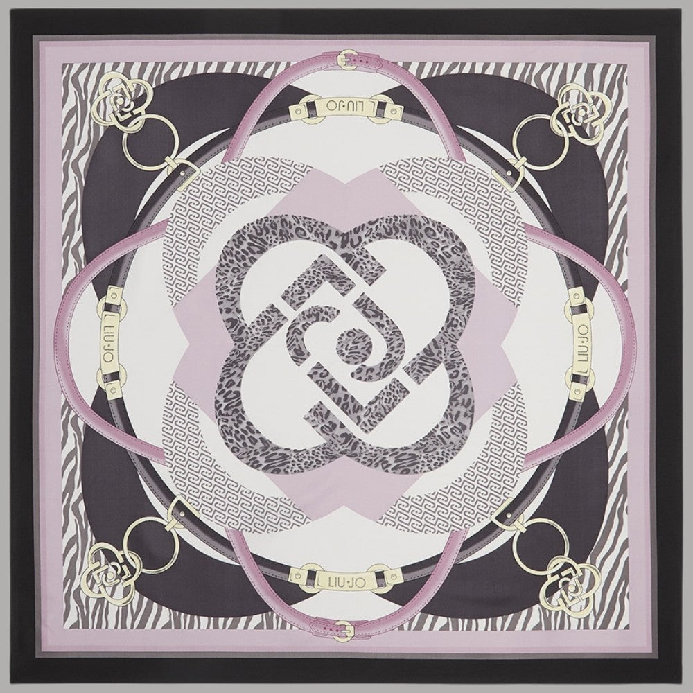 Foulard Liu Jo quadrato con motivo geometrico, catene e stampa animalier