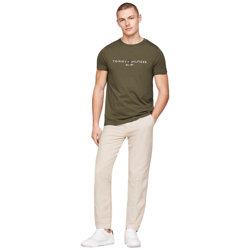 Tommy Hilfiger t-shirt verde militare logo ricamato MW0MW11797 T-shirt Tommy Hilfiger