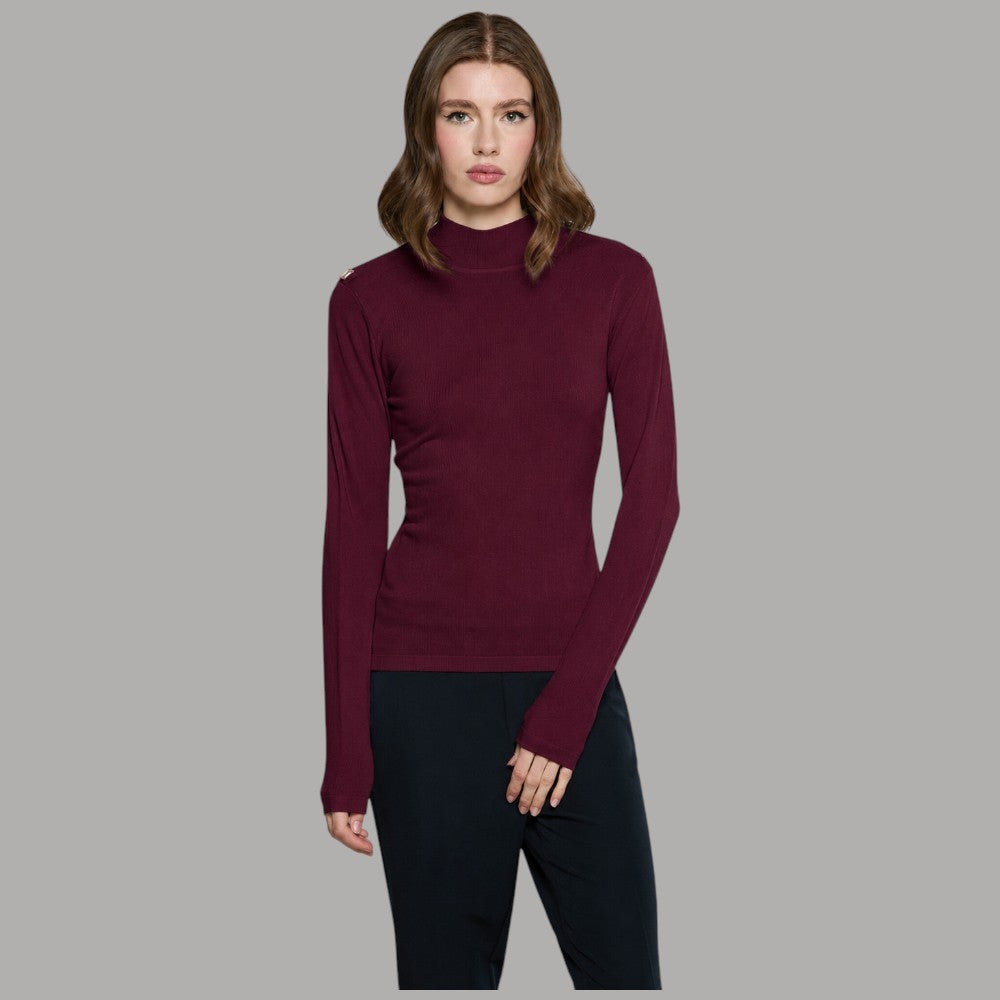 Maglia vino a maniche lunghe con collo vulcano