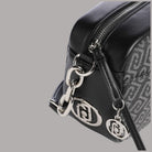 Borsa a tracolla Liu Jo Faiza in tessuto jacquard nero e dettagli in pelle