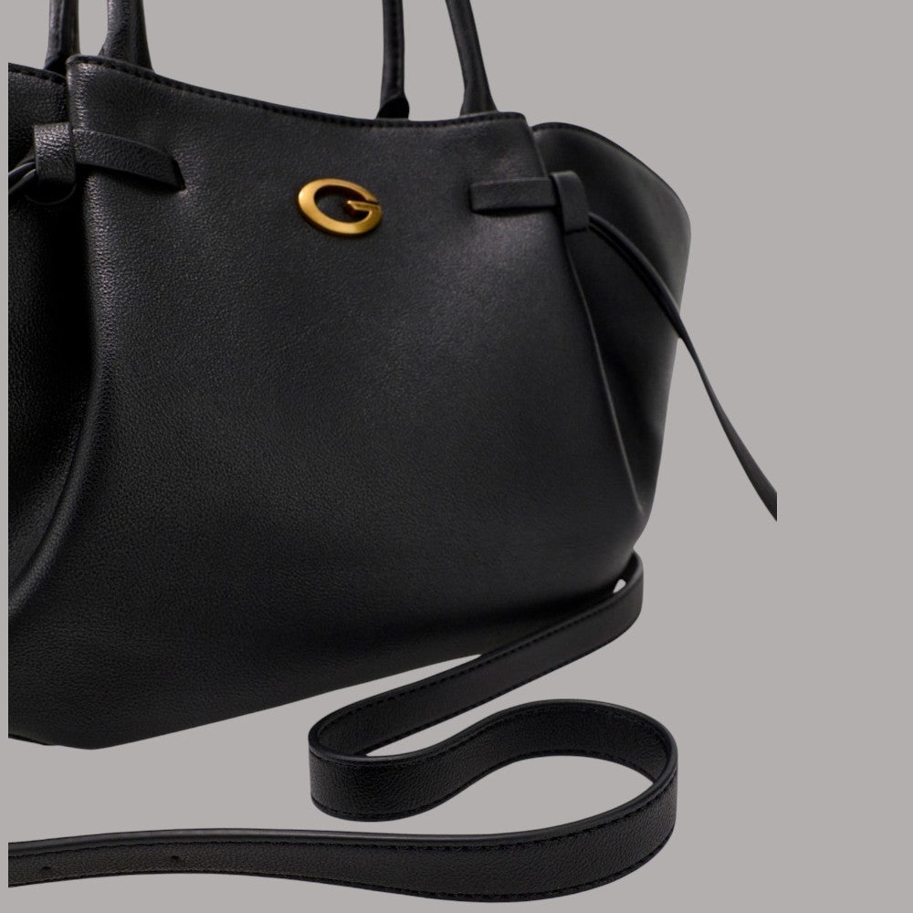 Borsa a mano Guess Allegra effetto bottalato nera con tracolla removibile e dettaglio dorato
