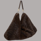 Borsa hobo grande Liu Jo in morbida eco pelliccia marrone con tracolla in pelle