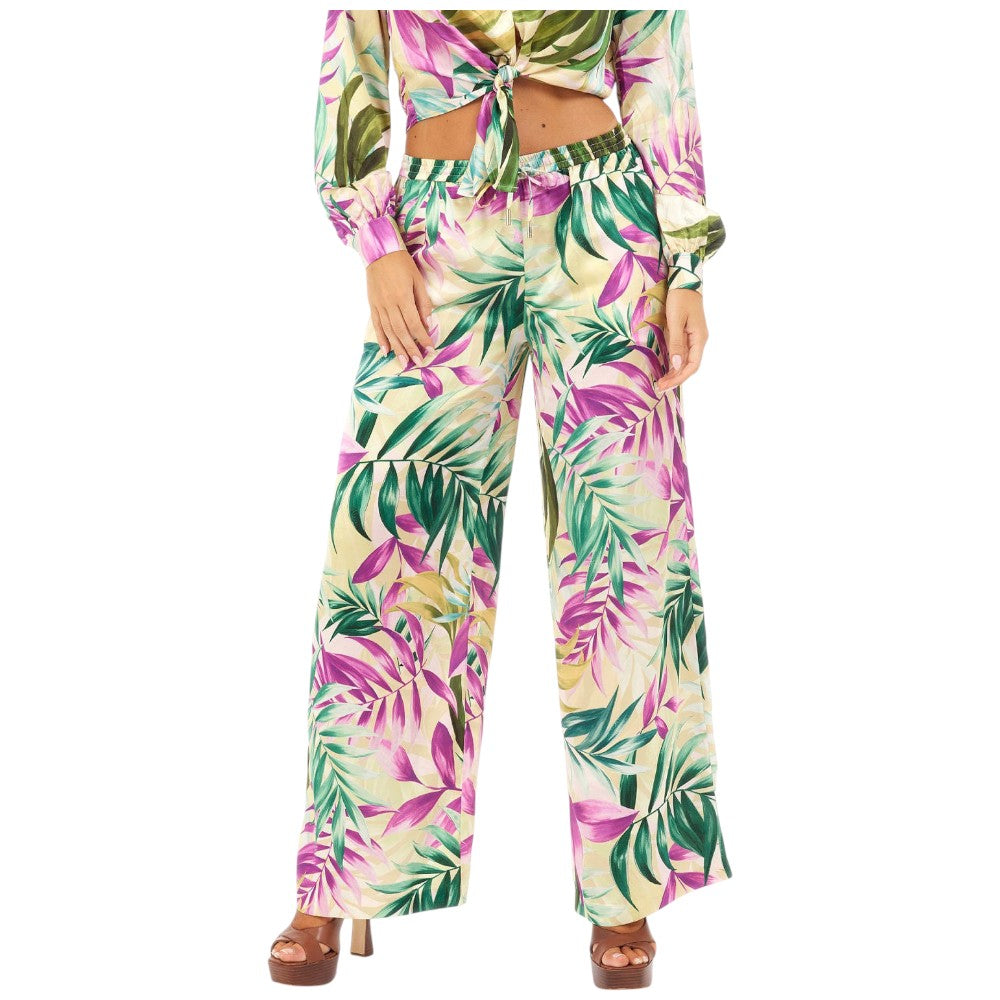 Guess pantalone jogger wide leg tropical Ines W5GB11 WH9C2 P8FY Pantaloni Guess