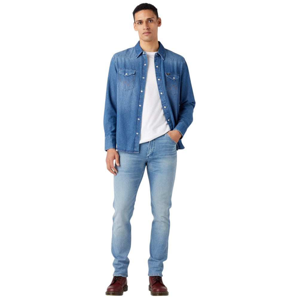 Wrangler camicia jeans 27MW ICON MID STONE Camicie Wrangler