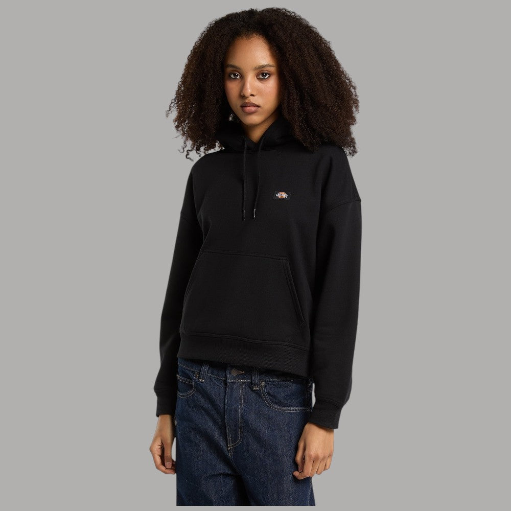 Felpa con cappuccio da donna nera Dickies, tasca marsupio e cappuccio con coulisse