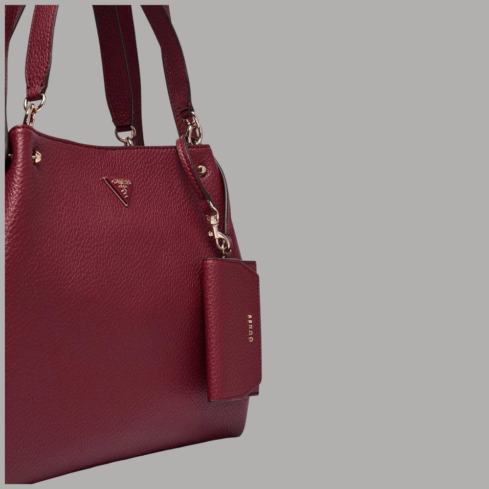 Borsa tote Guess Lorella beige con stampa 4G e accessorio