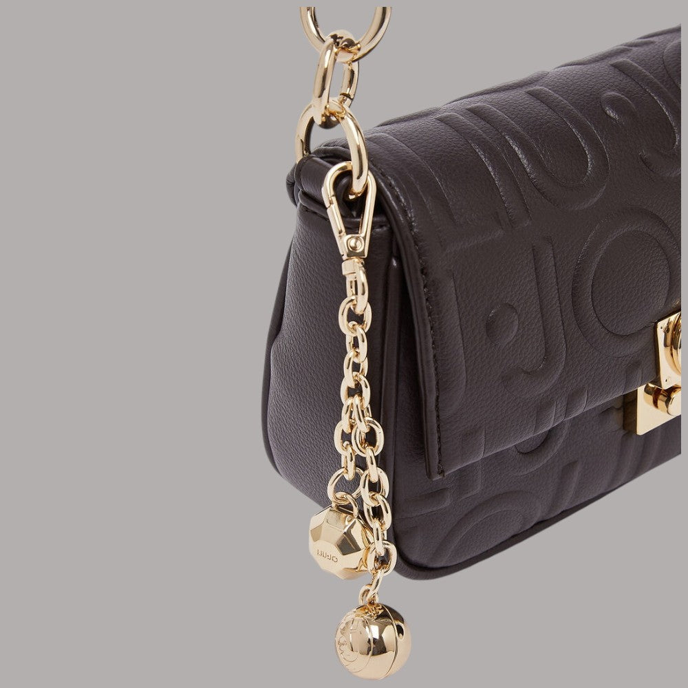 Borsa piccola Liu Jo Adiva nera con dettagli in oro e catena decorativa
