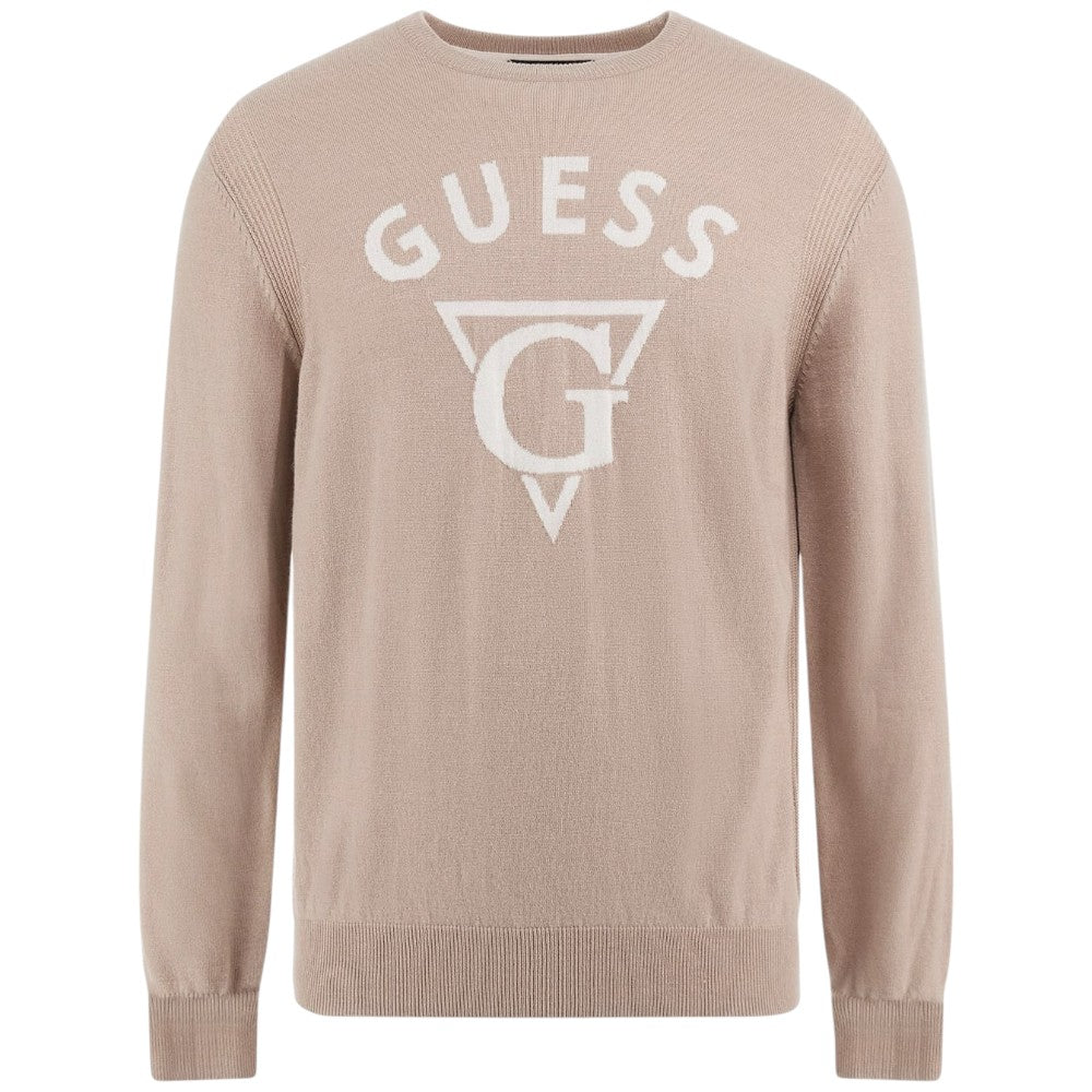 Guess pullover beige logo jacquard Edgar M4BR06 Z3H82 G1DH Maglieria Guess