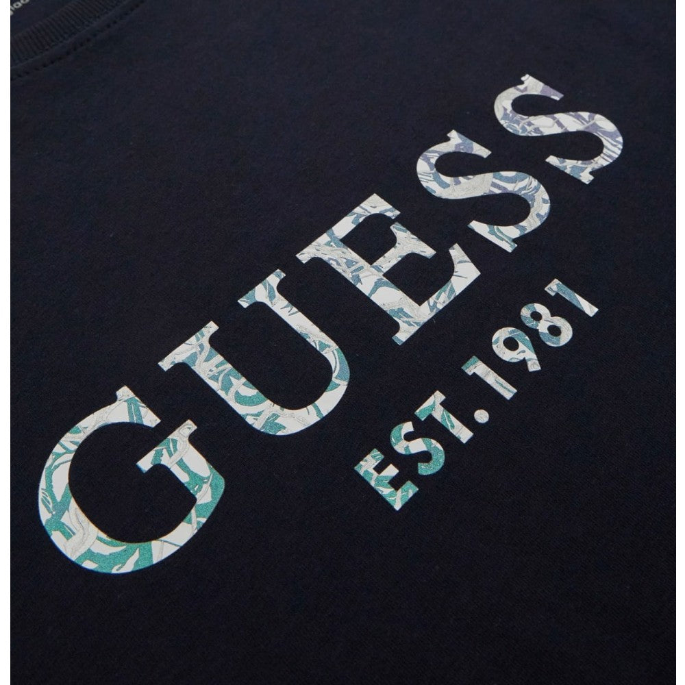 Guess t-shirt blu logo Iridescente M4YI39 J1314 - Prodotti di Classe