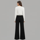 Pantaloni in maglia Liu Jo neri con vita elasticizzata a righe bianche