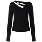 Guess maglia nera top cut out e fibbia ELEANOR W5BP18KC7M2JBLK Guess