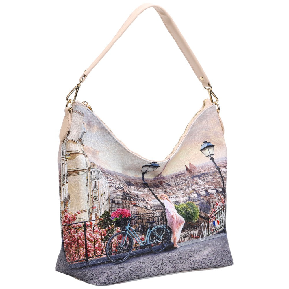 YNot borsa Hobo bag stampa Parigi Promenade YES618S4 - Prodotti di Classe