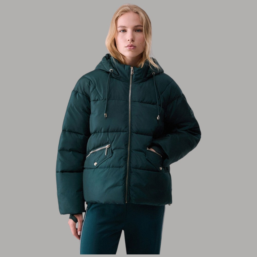 Liu Jo Giubbotto imbottito over size blu navy con cappuccio e zip frontale