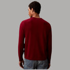 Calvin Klein maglione in lana merino rosso con texture liscia e scollo rotondo