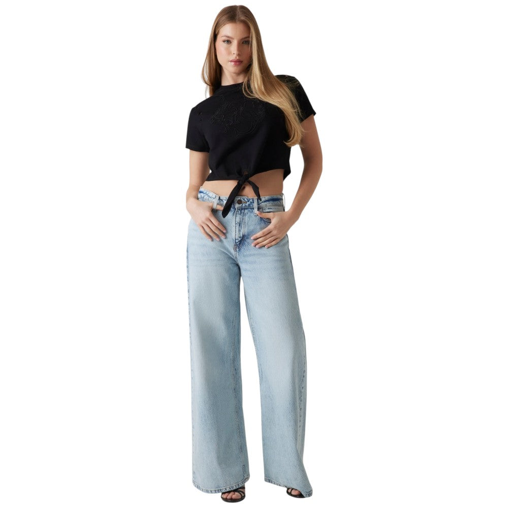 Guess t-shirt nera cropped logo 4G W5GI18 I3Z14 JBLK T-shirt Guess