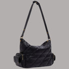 Liu Jo borsa hobo media nera con motivo a quadri, dettagli in oro