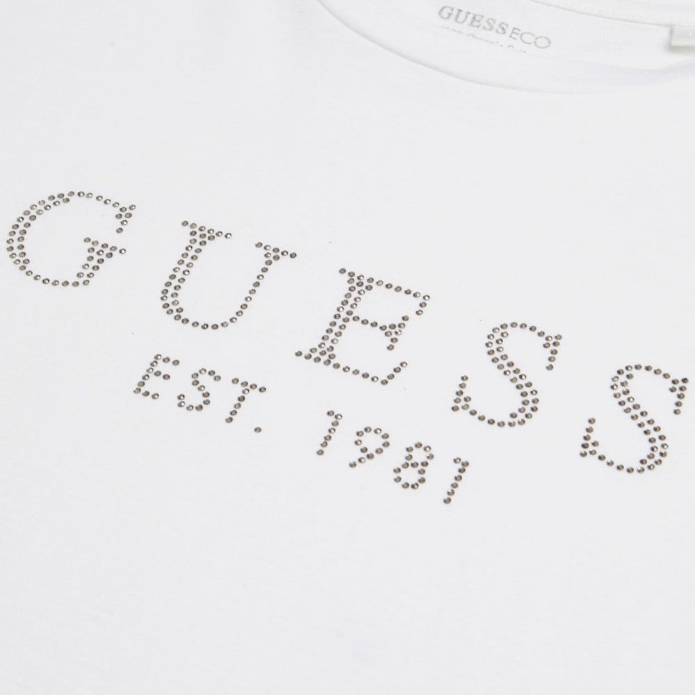 Guess t-shirt bianca logo Guess 1981 Cristal W3GI76 K8G01 T-shirt Guess