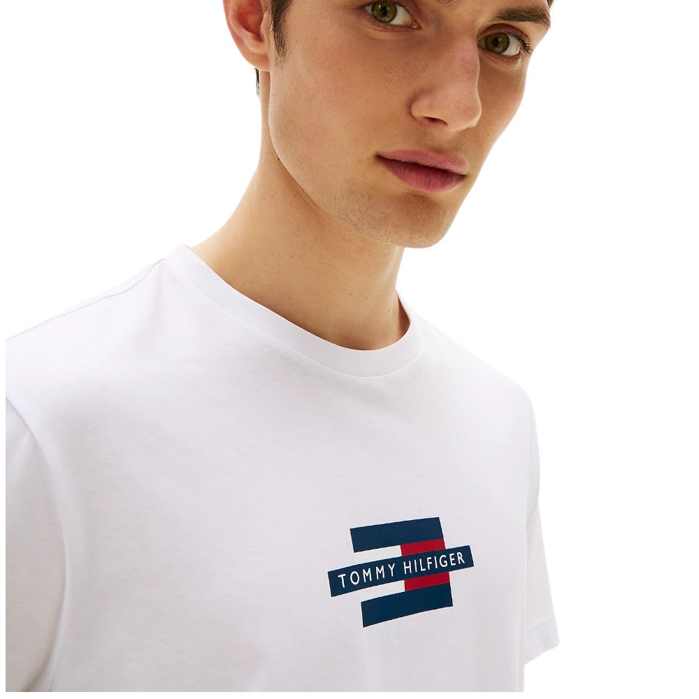 Tommy Hilfiger t-shirt bianca logo centrale MW0MW38636YBR T-shirt Tommy Hilfiger