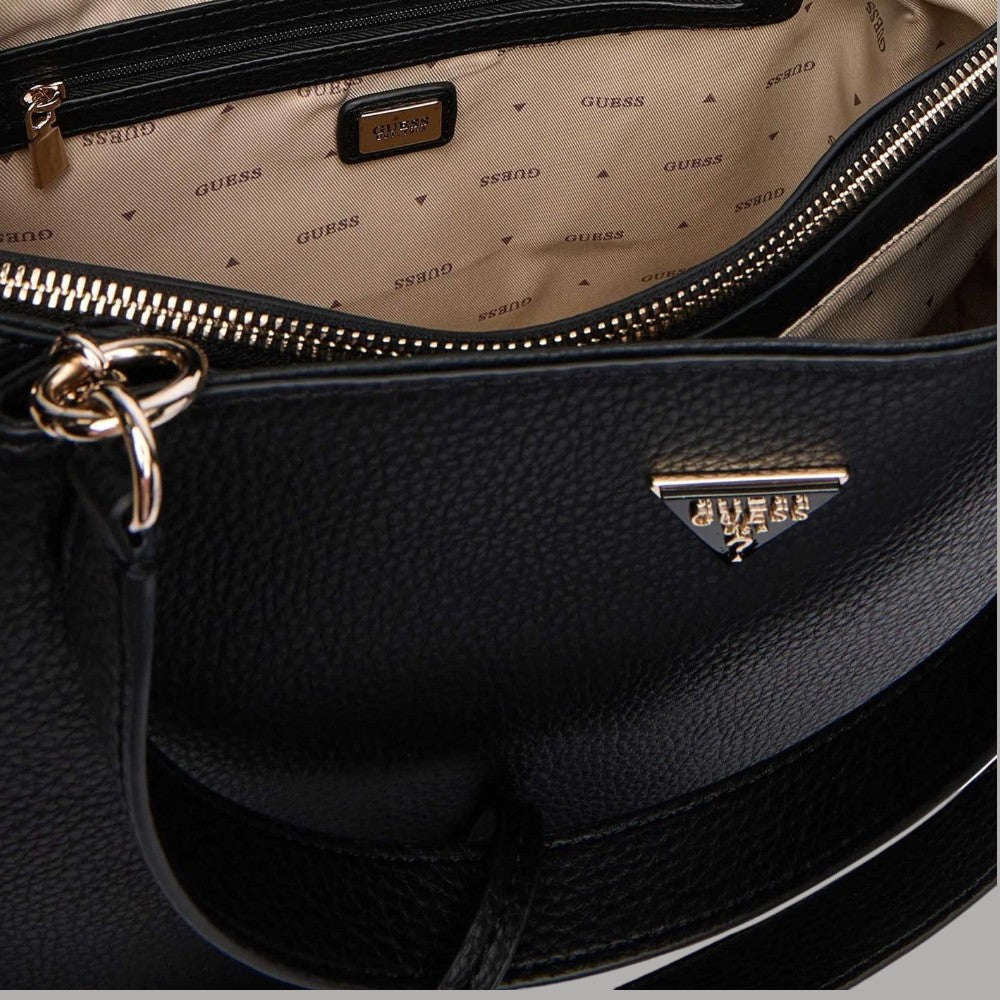 Borsa tote Guess Lorella nera con stampa 4G e accessorio