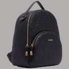 Zaino logo monogram Liu Jo Manhattan AF6209E1139 nero texture con dettagli dorati