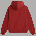 Felpa con cappuccio Vans rossa, dettaglio cappuccio e scollo posteriore con cuciture