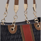 Borsa tote media Liu Jo in pelle nera con manici a catena e dettagli colorati