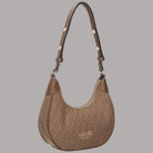Borsa a tracolla Liu Jo Small naturale in jacquard monogramma, scritta LIUJO MILANO
