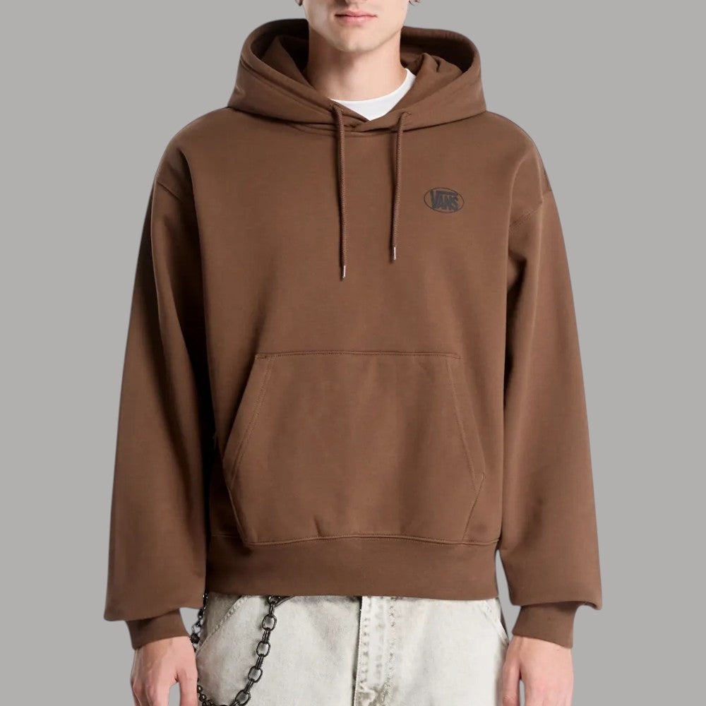 Felpa oversize con cappuccio Vans marrone Cocoa con logo ovale