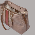 Borsa tote media Liu Jo ematite con logo embossato e dettagli in pelle marrone e rosso