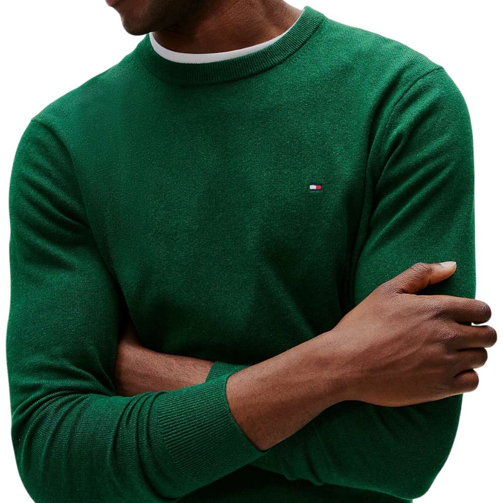 Tommy Hilfiger pullover pima cashemere verde bosco MW0MW28046MQ8 Tommy Hilfiger