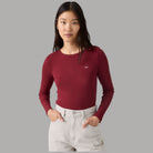 LEVI'S T-shirt maniche lunghe Hayes bordeaux con logo sul petto
