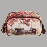 Borsa a tracolla YNot Yes Bag grande con stampa città e dettagli in marrone