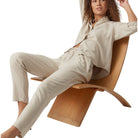 Vero Moda pantaloni in lino beige chiaro Jesmilo 10279691 Pantaloni Vero Moda