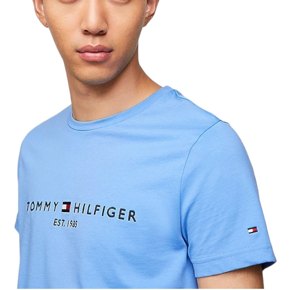 Tommy Hilfiger t-shirt azzurro logo ricamato MW0MW11797 T-shirt Tommy Hilfiger