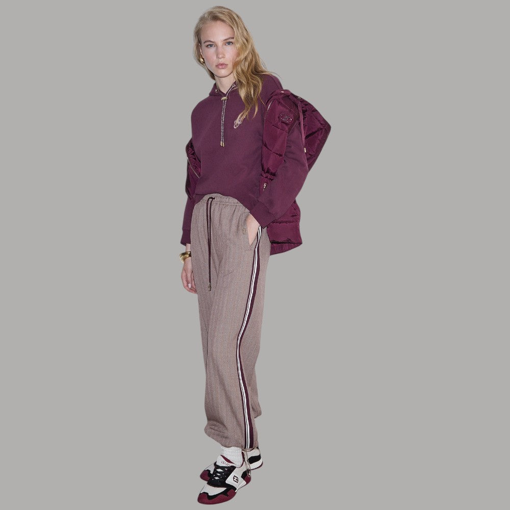 Pantaloni regular fit Liu Jo TF6148T692A beige con banda laterale a righe
