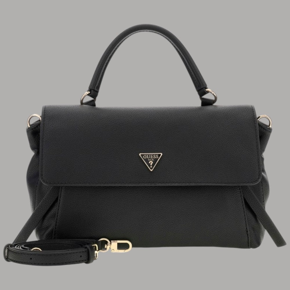 Borsa a mano Guess Devon nera con tracolla e chiusura con patta