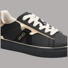 Sneakers Liu Jo Kiki 04 in pelle nera con inserti laminati e laccio bianco