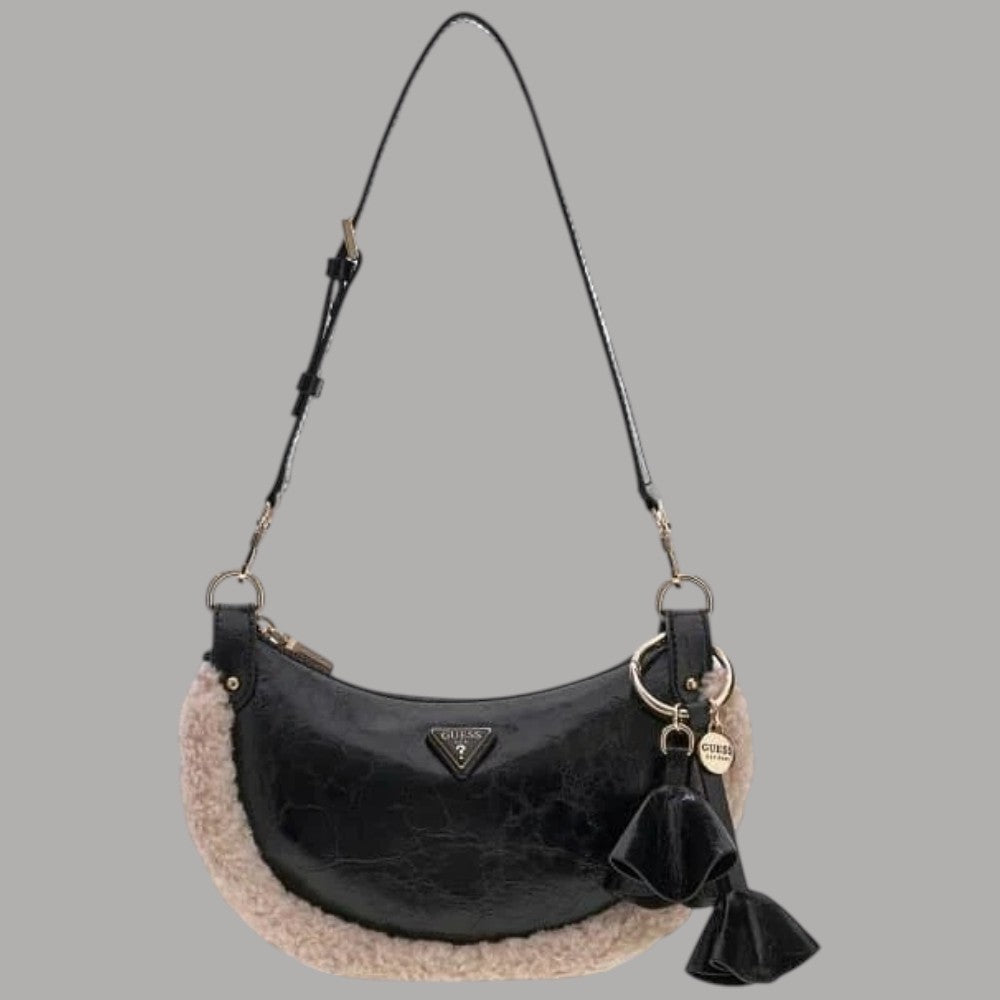 Borsa a spalla Guess Katie con inserti teddy
