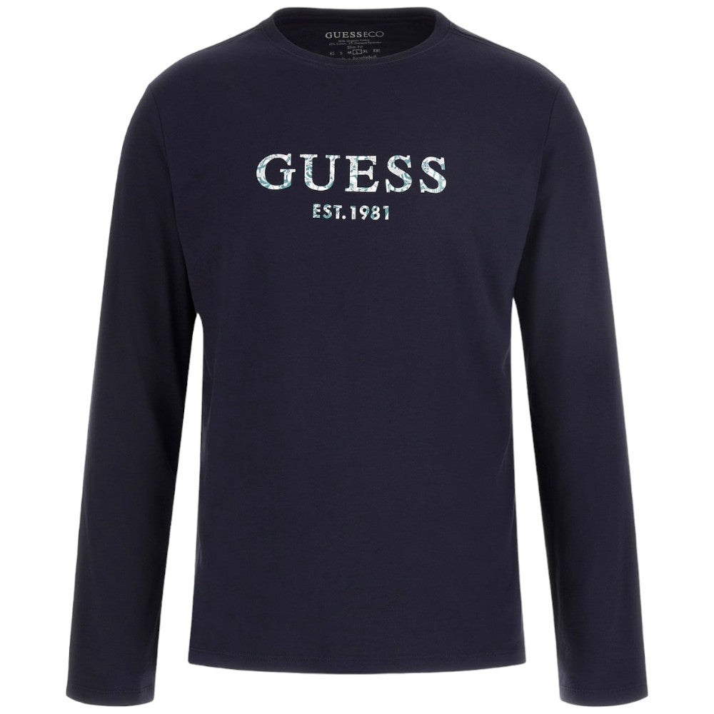 Guess t-shirt blu logo Iridescente M4YI39 J1314 - Prodotti di Classe