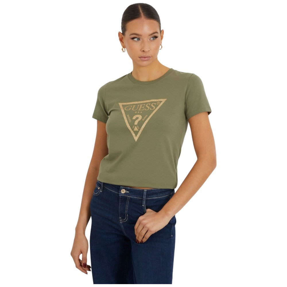 Guess t-shirt verde Gold Triangle W4RI69 J1314 - Prodotti di Classe